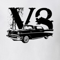1957 Chevy Bel Air Side View Black Graphic With With V8 Light T Shirt