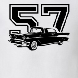 1957 Chevy Bel Air Side View Black Graphic With Year Light T Shirt