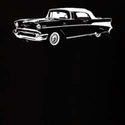 1957 Chevy Bel Air Side View White Graphic Dark T Shirt