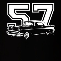 1957 Chevy Bel Air Side View White Graphic With Year Dark T Shirt
