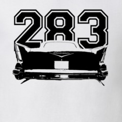 1957 Chevy Bel Air Rear View Black Graphic With Engine Size Light T Sh