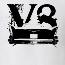 1957 Chevy Bel Air Rear View Black Graphic With V8 Light T Shirt