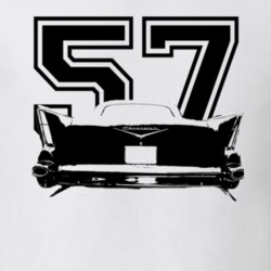 1957 Chevy Bel Air Rear View Black Graphic With Year Light T Shirt