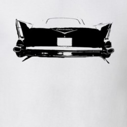 1957 Chevy Bel Air Rear View White Graphic Dark T Shirt