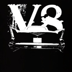 1957 Chevy Bel Air Rear View White Graphic With V8 Dark T Shirt