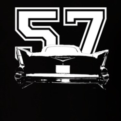 1957 Chevy Bel Air Rear View White Graphic With Year Dark T Shirt