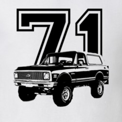 1971 Chevy Blazer Grill View Black Graphic With Year Light T Shirt