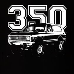 1971 Chevy Blazer Grill View White Graphic With Engine Size Dark T Shi