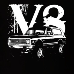 1971 Chevy Blazer Grill View White Graphic With V8 Light T Shirt