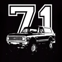 1971 Chevy Blazer Grill View White Graphic With Year Dark T Shirt