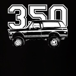 1971 Chevy Blazer Side View White Graphic With Engine Size Dark T Shir