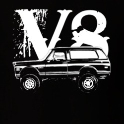 1971 Chevy Blazer Side View White Graphic With V8 Dark T Shirt