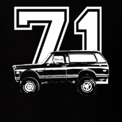 1971 Chevy Blazer Side View White Graphic With Year Dark T Shirt