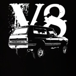 1971 Chevy Blazer Rear View White Graphic With V8 Dark T Shirt