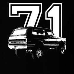 1971 Chevy Blazer Rear View White Graphic With Year Dark T Shirt