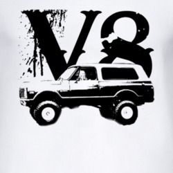 1972 Chevy Blazer Side View Black Graphic With V8 LIght T Shirt