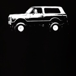1972 Chevy Blazer Side View White Graphic Dark T Shirt