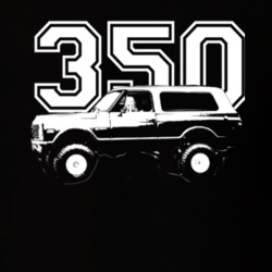 1972 Chevy Blazer Side View White Graphic With Engine Size Dark T Shir