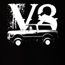 1972 Chevy Blazer Side View White Graphic With V8 Dark T Shirt