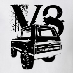 1972 Chevy Blazer Rear View Black Graphic With V8 Light T Shirt