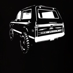 1972 Chevy Blazer Rear View White Graphic Dark T Shirt