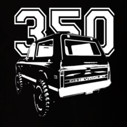 1972 Chevy Blazer Rear View White Graphic With Engine Size Dark T Shir