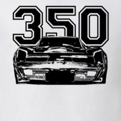 1977 Corvette Grill View Black Graphic With Engine Size Light T Shirt