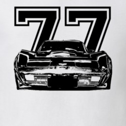 1977 Corvette Grill View Black Graphic With Year Light T Shirt