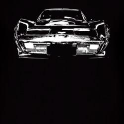 1977 Corvette Grill View White Graphic Dark T Shirt