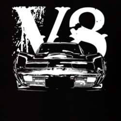 1977 Corvette Grill View White Graphic With V8 Dark T Shirt
