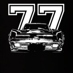 1977 Corvette Grill View White Graphic With Year Dark T Shirt