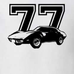 1977 CHEVROLET CORVETTE Side View Black Graphic With Year Light T Shir