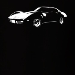 1977 CHEVROLET CORVETTE Side View White Graphic Dark T Shirt