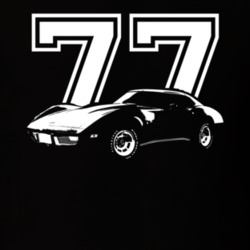 1977 CHEVROLET CORVETTE Side View White Graphic With Year Dark T Shirt