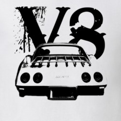1977 CHEVROLET CORVETTE Rear View Black Graphic With V8 Light T Shirt