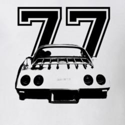 1977 CHEVROLET CORVETTE Rear View Black Graphic With Year Light T Shir