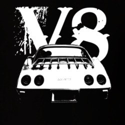 1977 CHEVROLET CORVETTE Rear View White Graphic With V8 Dark T Shirt