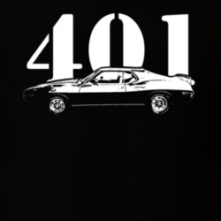 1973 AMC Javelin Side Profile With 401 Engine Size Dark T Shirt