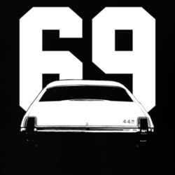1969 Oldsmobile 442 Rear View With Year Dark Shirt