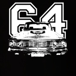 1964 Fairlane Grill View White Graphic With Year Dark T Shirt