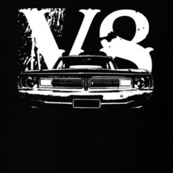 1970 Dodge Dart Grill View White Graphic With V8 Dark T Shirt