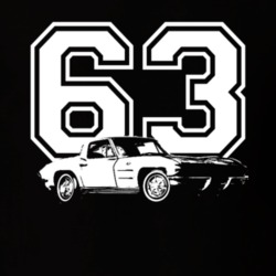 1963 Corvette Side View With Year Dark T Shirt