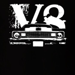 1973 Chevy Nova Grill View White Graphic With V8 Dark T Shirt
