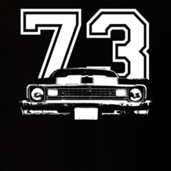 1973 Chevy Nova Grill View White Graphic With Year Dark T Shirt