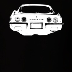 1972 Corvette Rear View Faded Look Dark T Shirt
