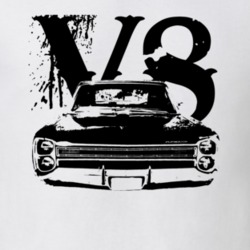 1968 Plymouth Fury Grill View Black Graphic With V8 Light T shirt