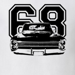1968 Plymouth Fury Grill View Black Graphic With Year Light T Shirt