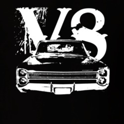 1968 Plymouth Fury Grill View White Graphic With V8 Dark T Shirt