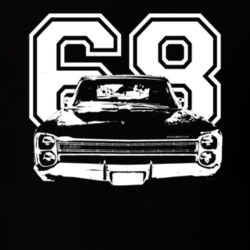 1968 Plymouth Fury Grill View White Graphic With Year Dark T Shirt