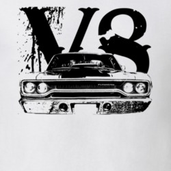 1970 Plymouth Roadrunner Grill View Black Graphic With V8 Light T Shir
